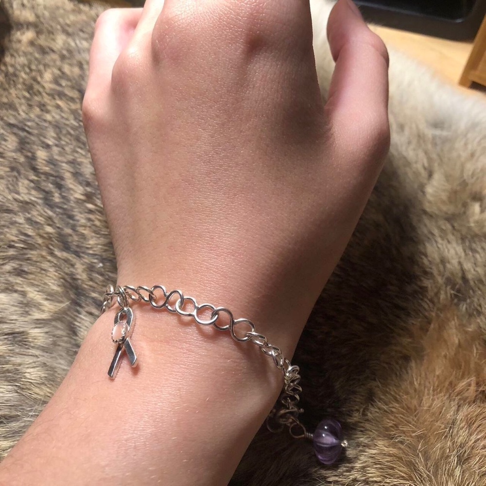 Sterling silver signed breast cancer awareness bracelet
